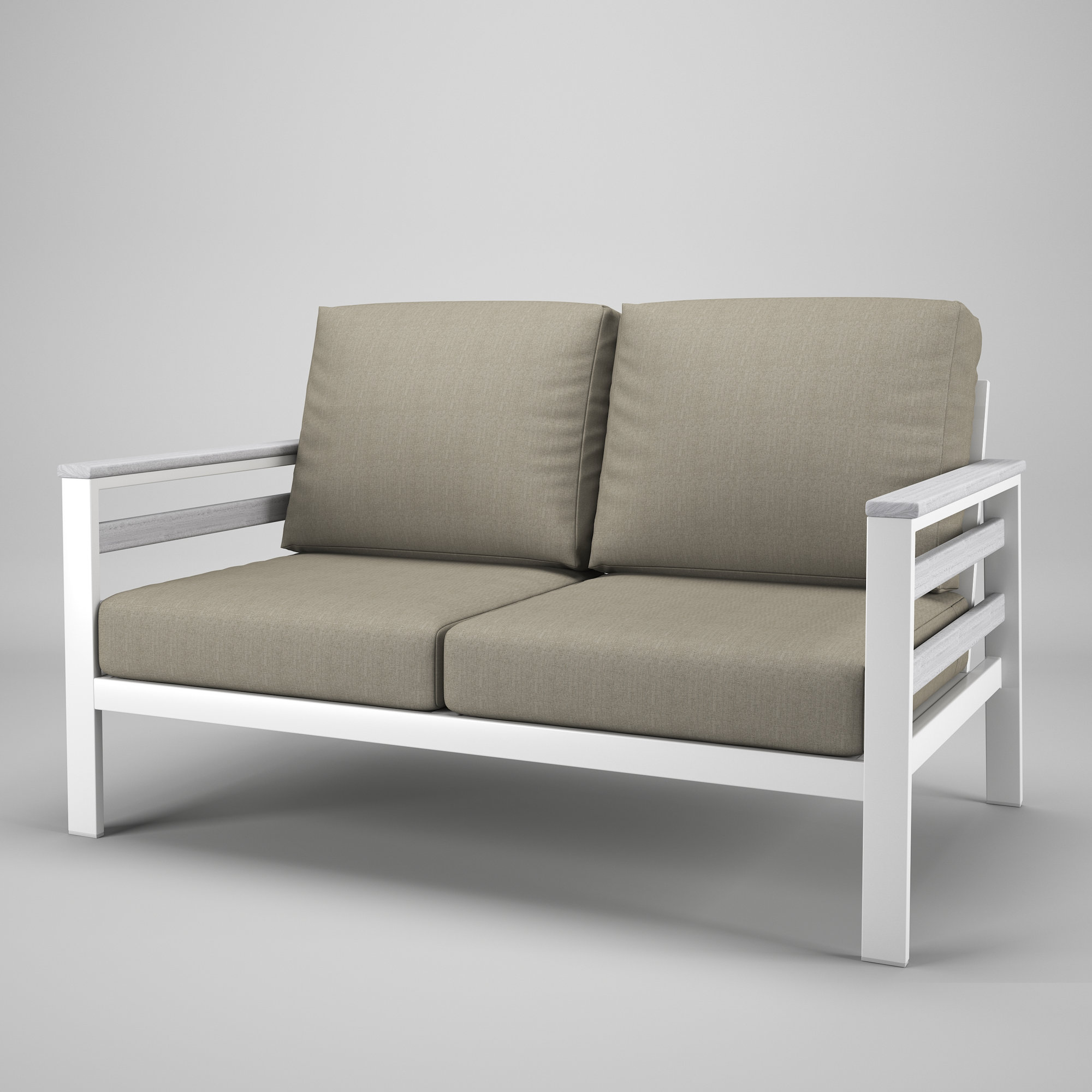 Townsend Metal Outdoor Loveseat With Sunbrella Cushion, Spectrum Dove