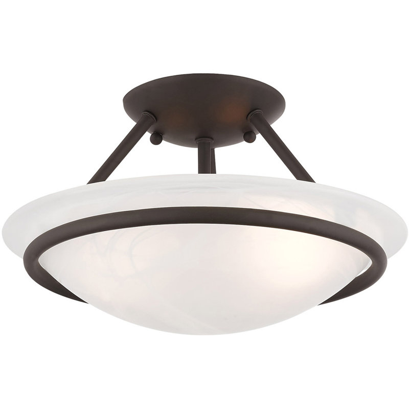 Glass Flush Mount, Bronze