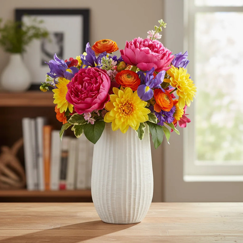 Mikalla Ceramic Table Vase, 15" H x 8" W x 8" D