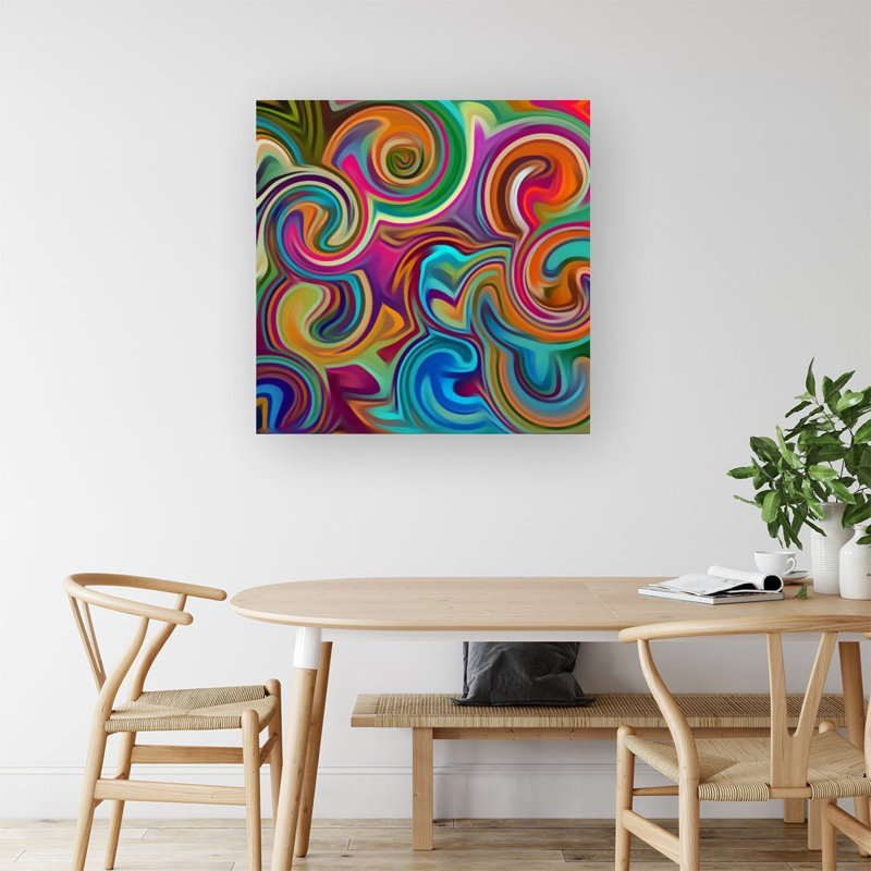 Colourful Wave Pattern - Wrapped Canvas Print, 16cm H x 16cm W x 3.8cm D