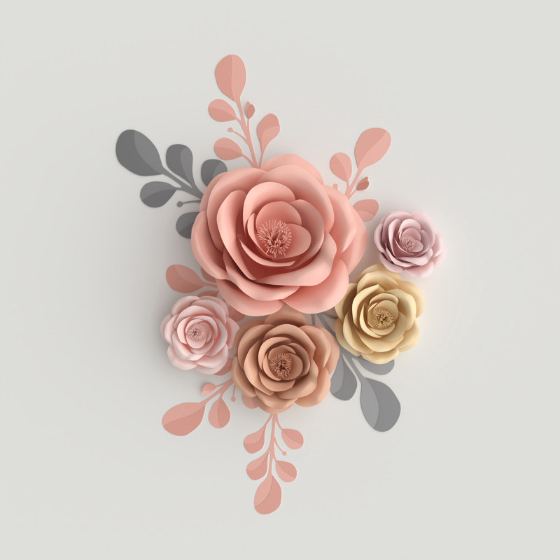 Pastel Flowers - Wrapped Canvas Print, 76cm H x 76cm W x 3.8cm D
