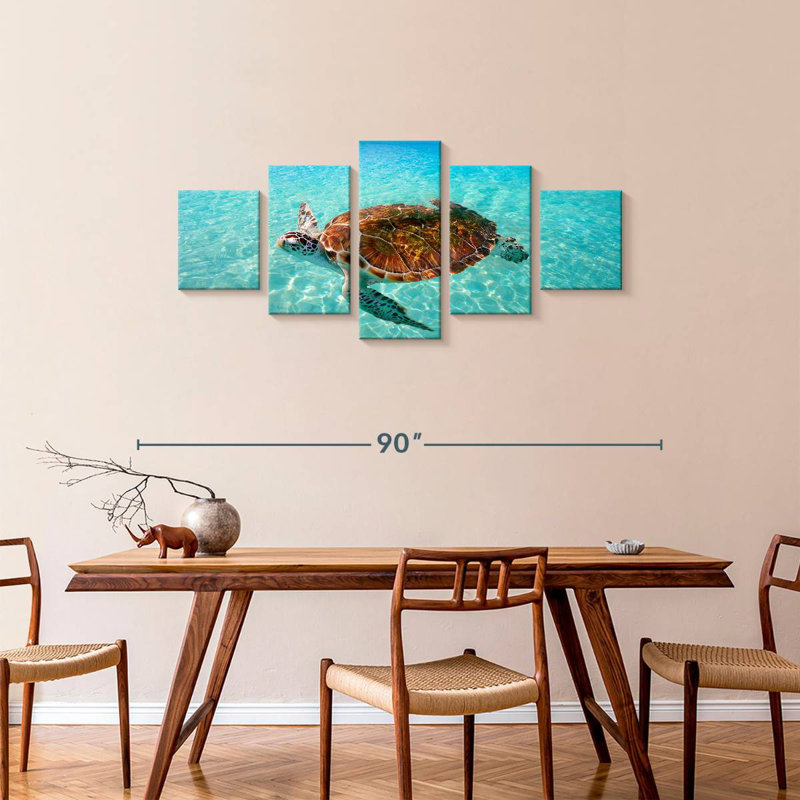 Brampt Cancun Beach Turtle, 34" H x 74" W