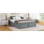Structure de lit plateforme en bois grand format avec rangement spacieux sous le lit avec 6 tiroirs, gris