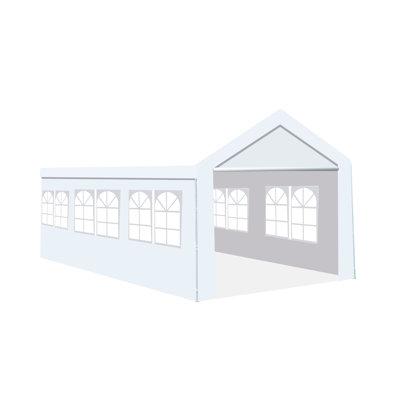 Garage à auvent robuste de 10 pi x 20 pi avec parois latérales - poutres de support triangulaires, tiges de mise à la terre, structure de pavillon de voiture imperméable et abri de voiture, corrosion