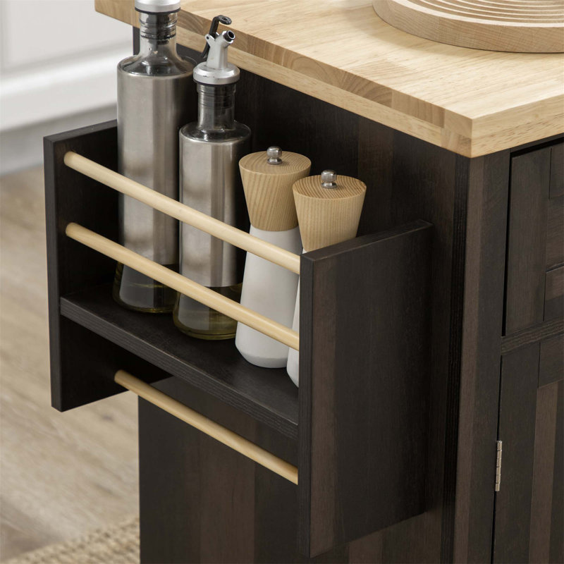 Modern Rolling Kitchen Island Cart With Spice Rack, Adjustable Shelves, And Easy-Glide Drawers For Enhanced Organization