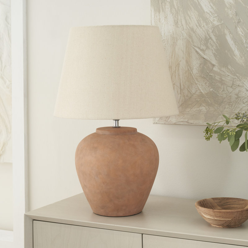 Lampe de table en céramique Leisha, Terre cuite, Beige