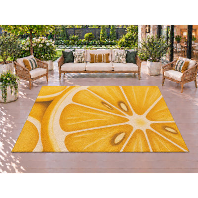 Tapis d'extérieur 5 pi x 7 pi 5 po x 7 pi Giant Lemon Slice