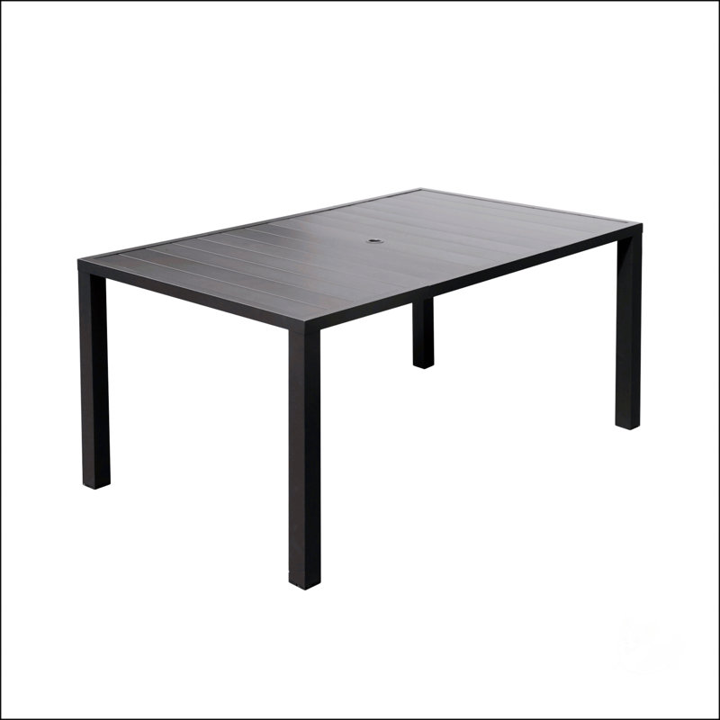 Table de salle à manger robuste en métal à lattes pour 6 personnes