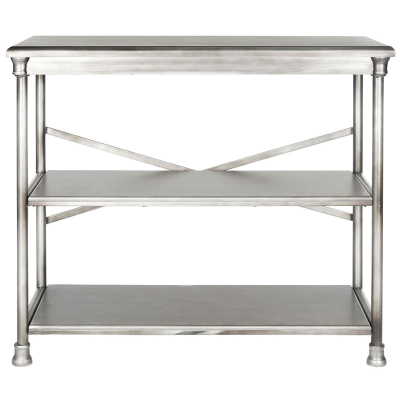 Transitional Dark Silver 38" Iron and Wood Etagere Bookcase