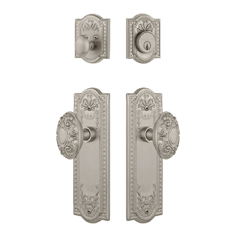 Ensemble d'entrée Nostalgic Warehouse Meadows avec bouton victorien, Nickel satiné, 2.375