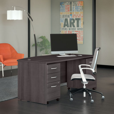 Studio C 3 Pieces Manufactured Wood Configurable Rectangular Desk office Set