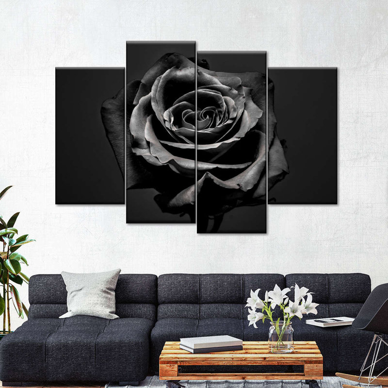 " Black Rose " 4 - Pieces, 22" H x 36" W x 1" D