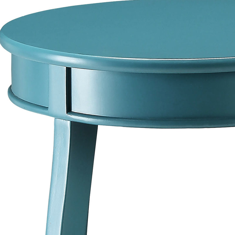 Élégante table ronde sarcelle avec tablette - convient à différents espaces La fabrication en bois de qualité pour les articles de décoration ajoute de la classe à n'importe quelle pièce