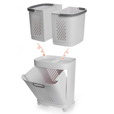 Plastic Rolling Laundry Sorter with Handles
