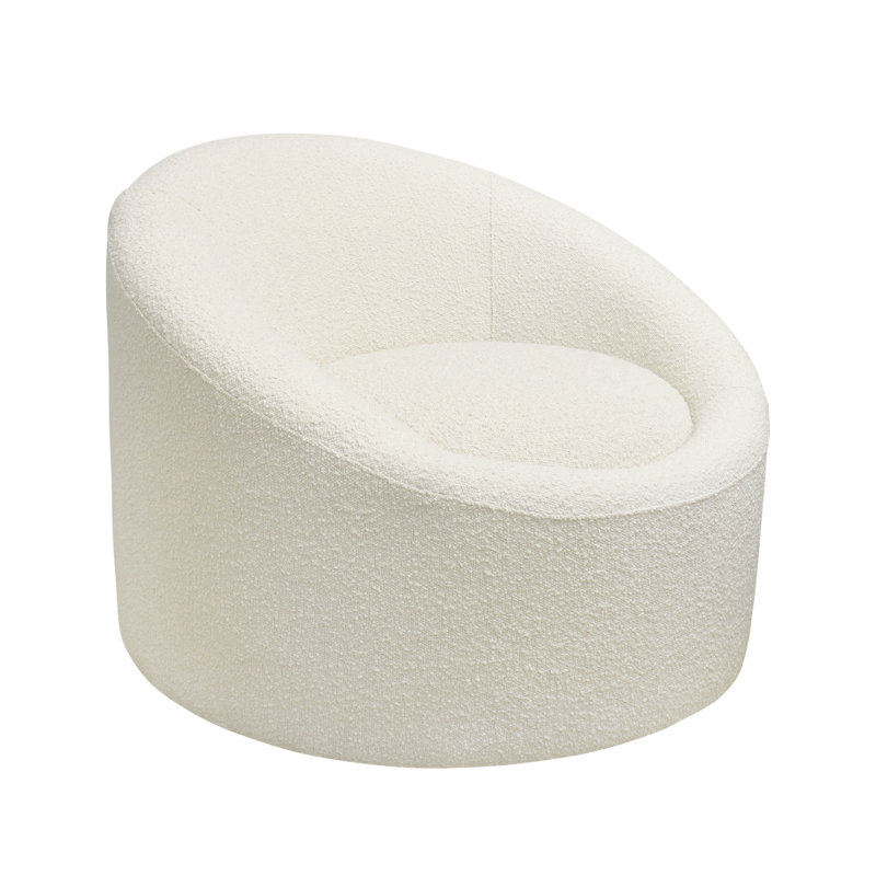 Sienna 33" Wide 100% Polyester Swivel Barrel Chair, Ivory 100% Polyester