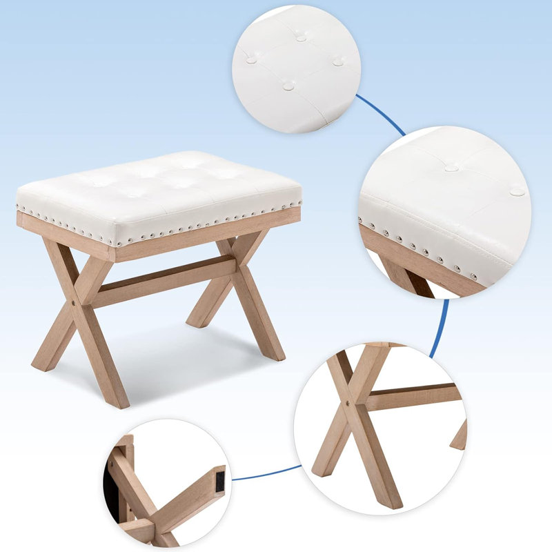 Leeannah Upholstered Ottoman, Beige