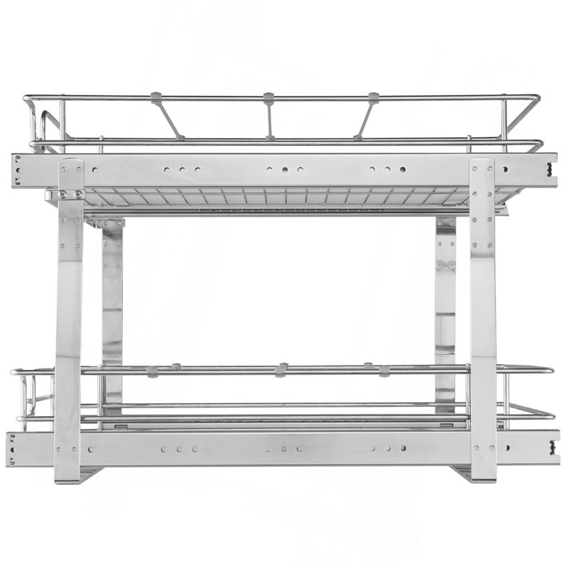 2 Tier 20"Wx21"Dx15"H Pull Out Cabinet Organizer, Heavy Duty Slide Out Pantry Shelves, Steel Roll Out Drawers, Sliding Drawer Storage for Home, 21.5"Wx22"Dx18"H Install Size for Cabinet