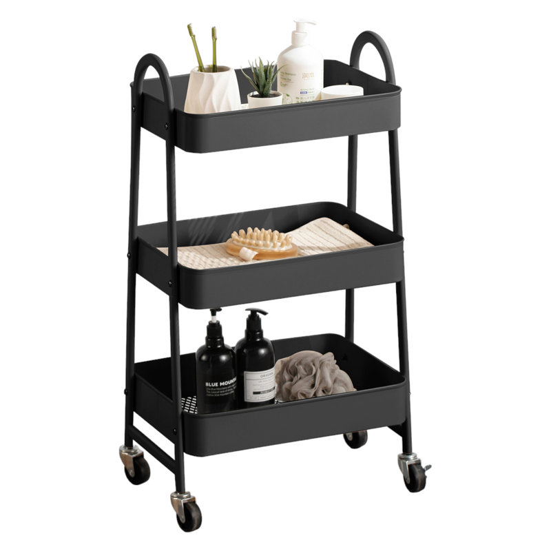 Alvontae Bar Cart, Black, Black