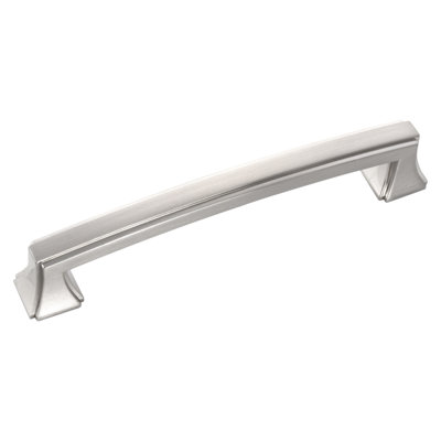 Bridges Collection Handle Pull - 5-1/16" Center to Center Cabinet Pull Satin Nickel - Transitional, Deco Hardware for Drawers & Cabinets