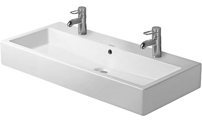 Lavabo de salle de bain mural rectangulaire en céramique blanche avec trop-plein Vero, l 39,375 po x P 18,5 po, Oui