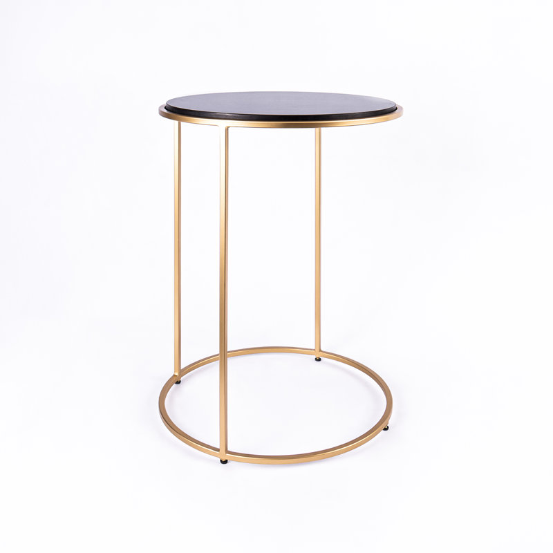 Nikelle Marble Top End Table, Black, Gold