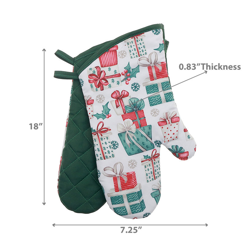 14" Oven Mitts (2Pcs) (Presents) - Set Of 2