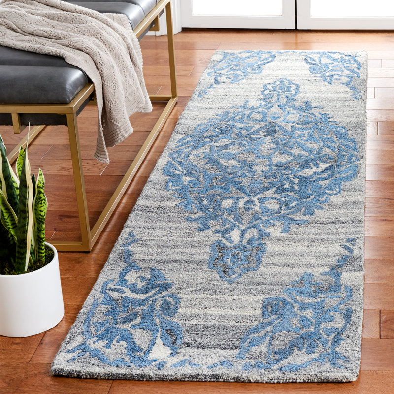 Tapis à motif floral touffeté à la main Kaitlind, Tapis de couloir 2 pi 3 po x 8 pi