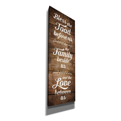 "Bless the Food devant nous" par Susan Ball - art textuel sur toile tendue