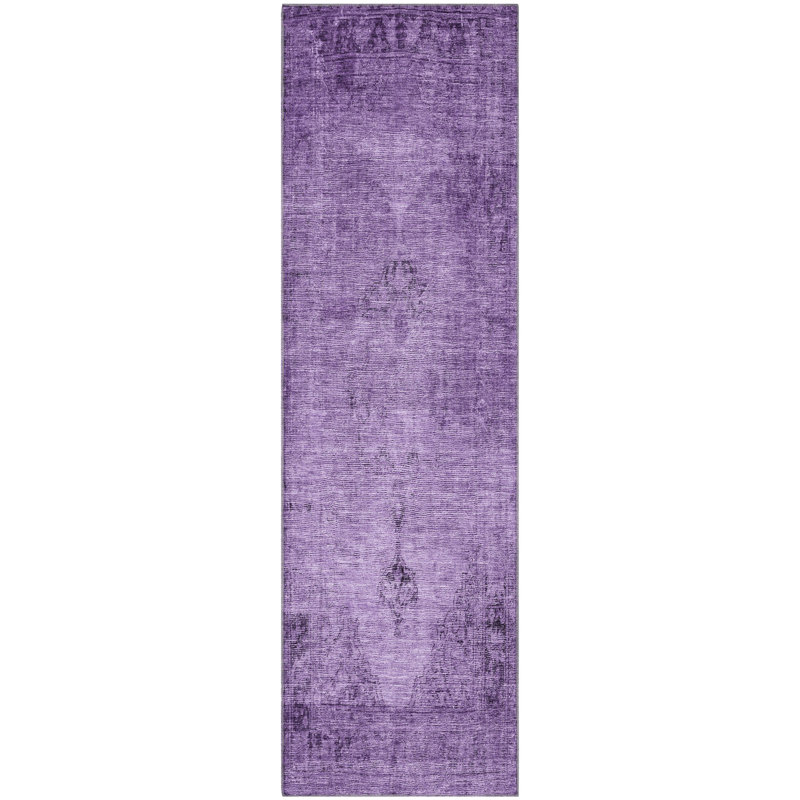 Tapis mauve lavable à la machine Premium Kiyondrea, Tapis de couloir 2 pi 3 po x 7 pi 6 po