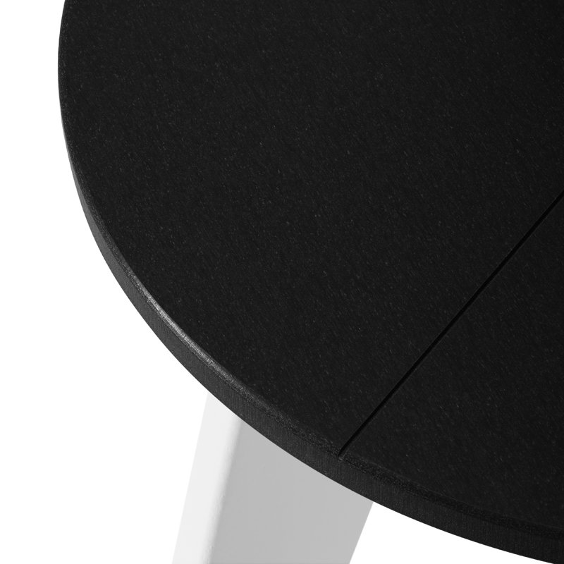 Outdoor Round 18" End Table, White, Black