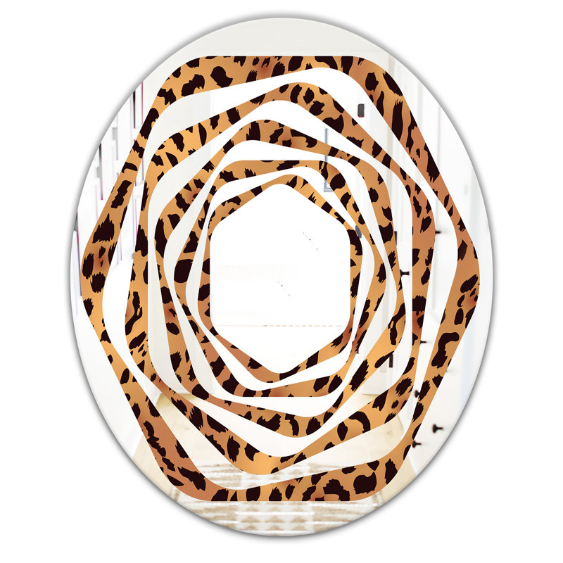 Miroir mural Whirl Foliage Coastal, H 31,5 po x l 23,7 po, Tourbillon de fourrure léopard safari III
