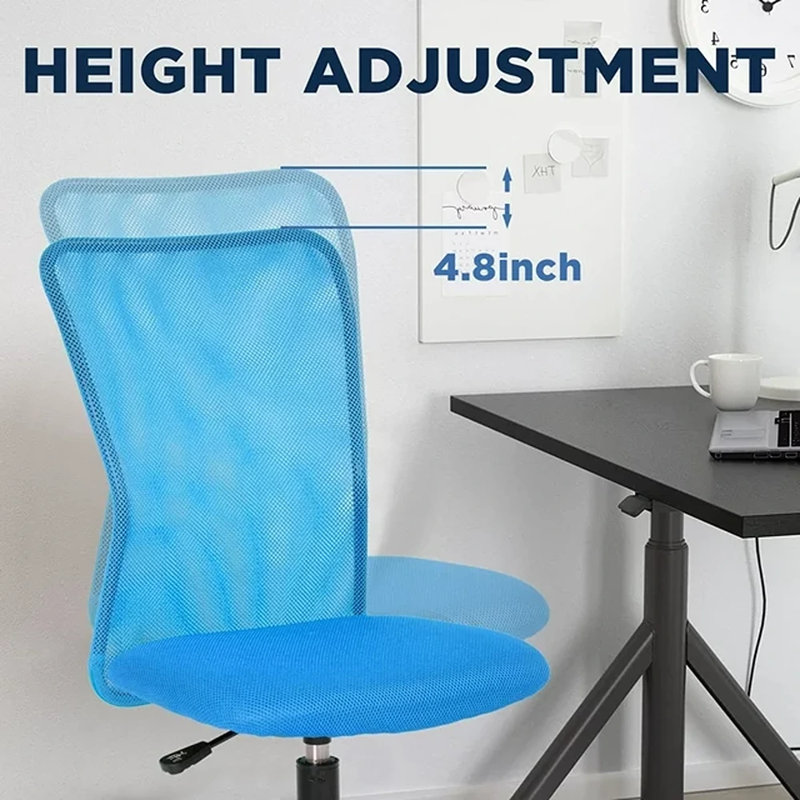 Task Chair Office Chair Desk Chair Mesh Computer Chair Height Adjustable Swivel Rolling Armless Ergonomic, Blue