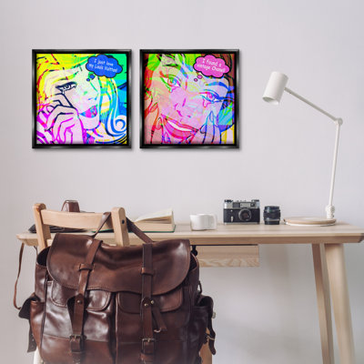  Crying Comic Fashionistas 2 PC Framed Floater Canvas Set by Graffi*tee Studios