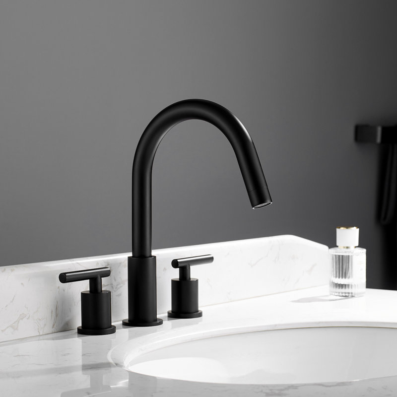 Robinet de salle de bain à large entraxe, Noir mat