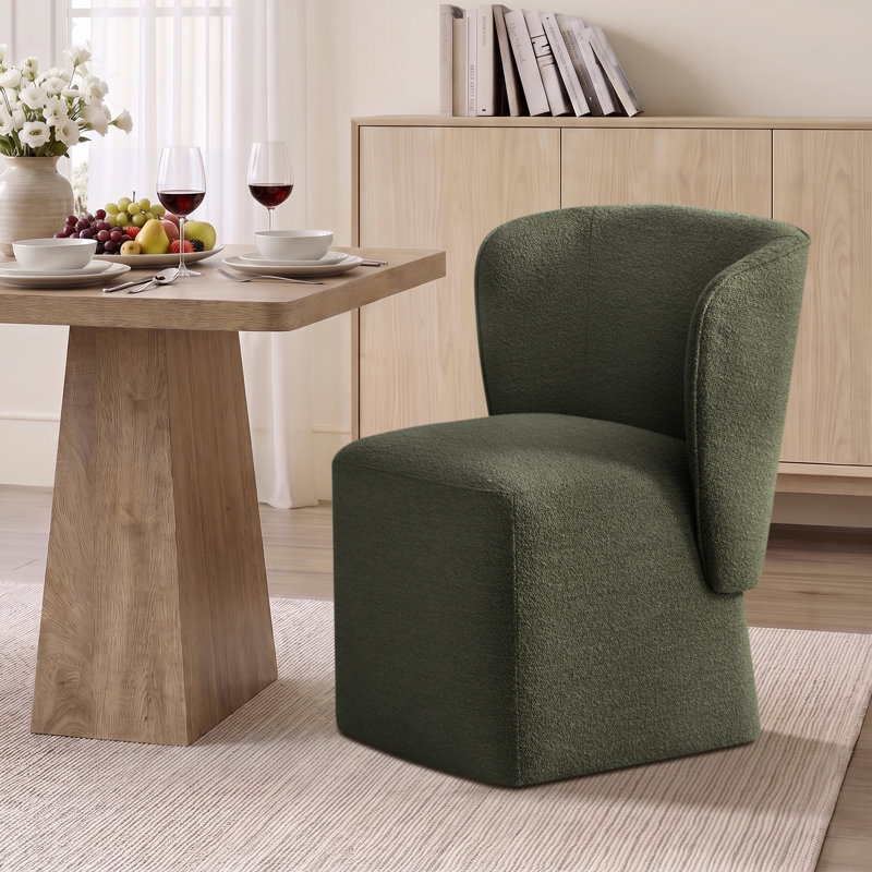 Chaise de salle à manger pivotante rembourrée Boucle, Vert