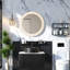 Meuble-lavabo et lavabo moderne à faible encombrement, finition en céramique et pierre noire