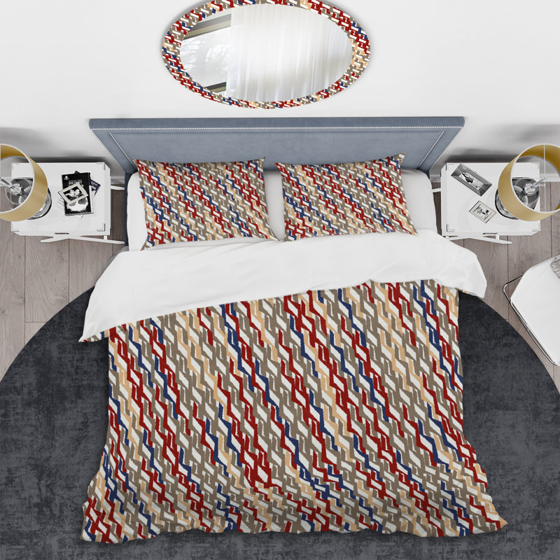 Motif à rayures multicolores - Ensemble de housse de couette abstrait - Microfibre de polyester