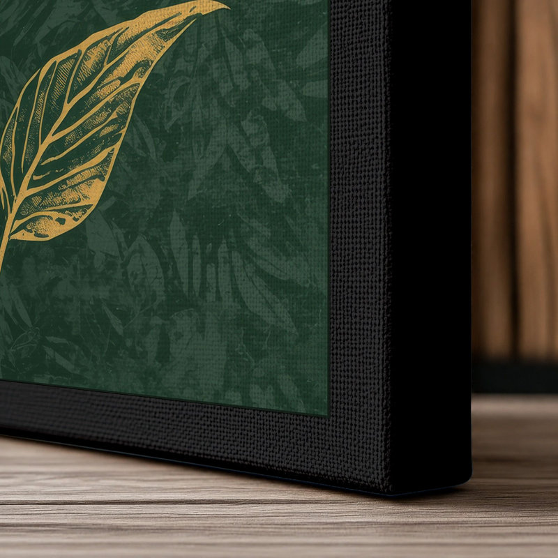 Golden Study Botanical 1 Piece Wrapped Canvas Wall Art, 36x24 - 91.4 x 61.0 cm, Black Border