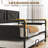 Corner Bed Frame Twin Size Daybed with Pull Out Trundle with Charging Station and LED Lights-1961833057