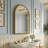 20'' Avri Mirror, Golden Beaded Arch-Shaped PU Decorative Mirror In Retro Style