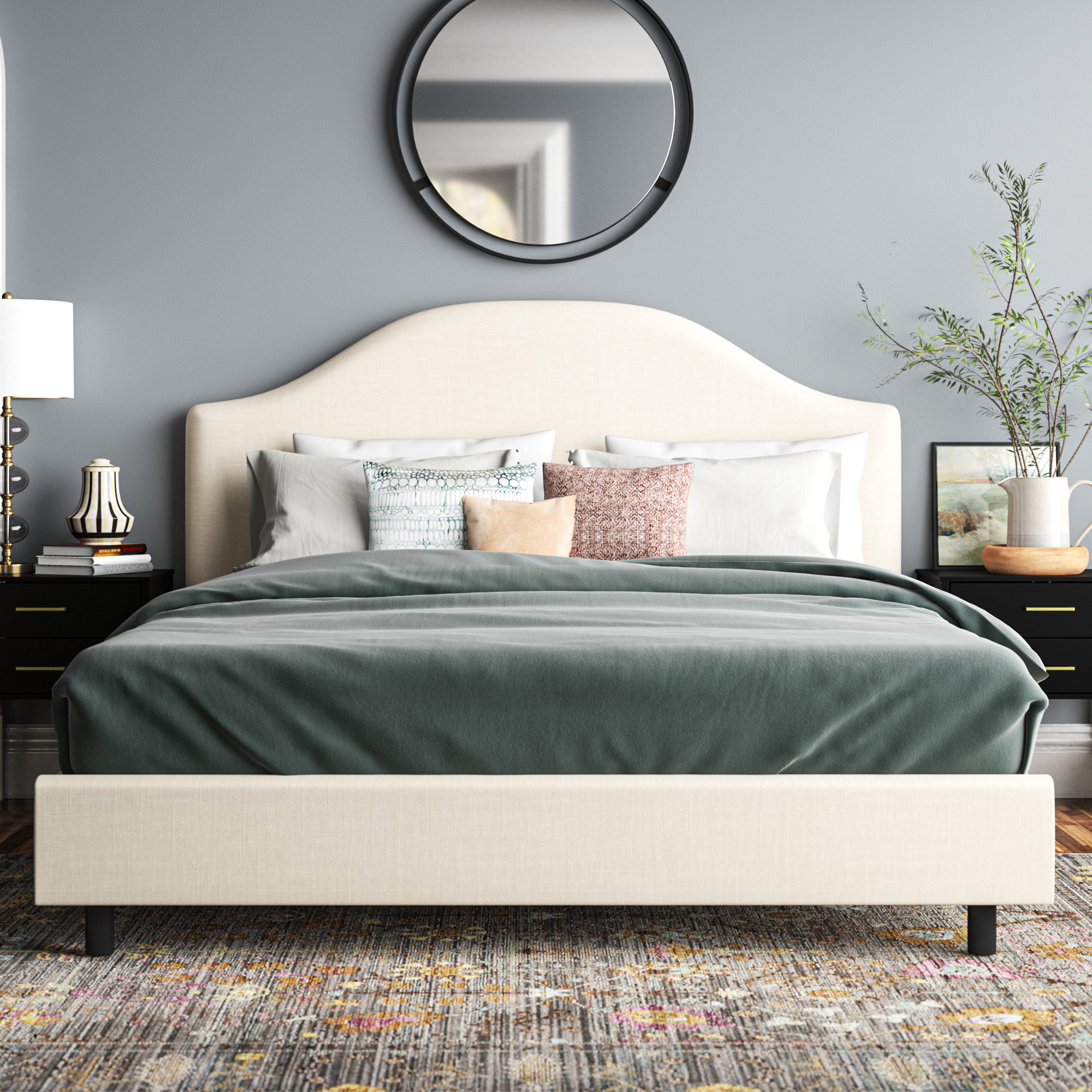 Morris Upholstered Standard Bed, Queen, Classic Talc Linen
