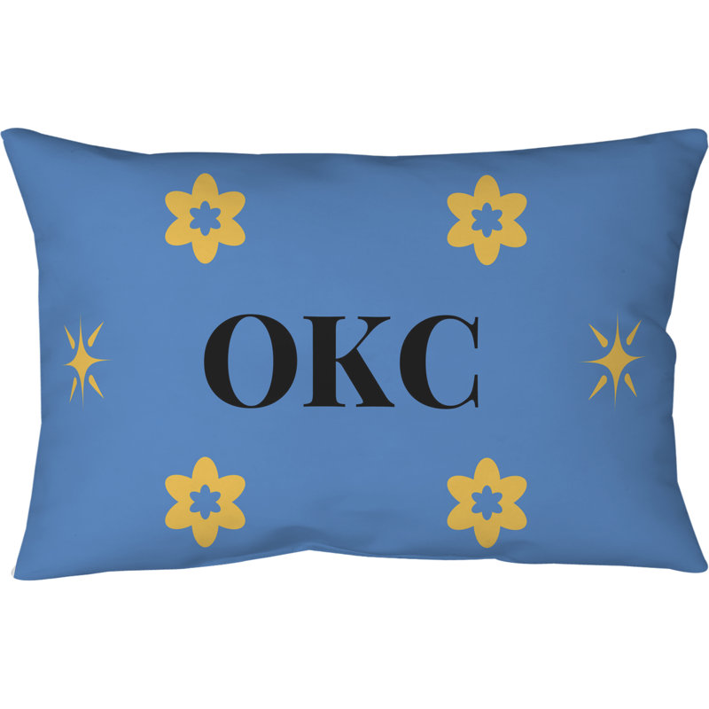 Oreiller soufflé en polyester Oklahoma City , Bleu / Noir / Jaune, Rectangulaire H 10 po x l 14 po