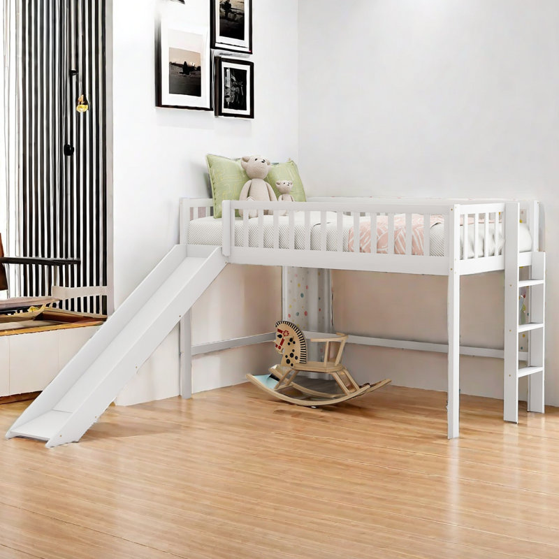 Lit mezzanine simple Jordell pour enfants, Blanc