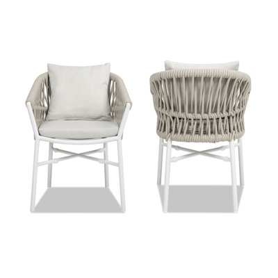 Maiden 24" Set Of 2 Patio Dining Chair, Sunproof Olefin