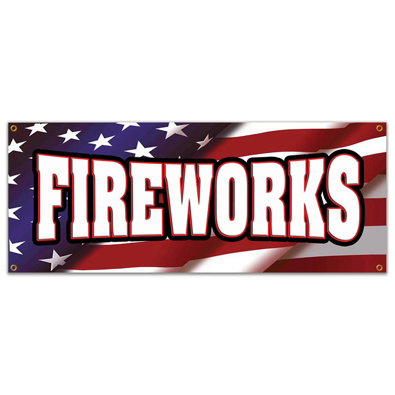 Bannière de feux d'artifice, H 18 po x l 48 po x P 0,1 po