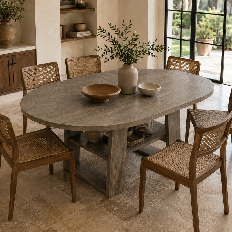 Table de salle à manger extensible de 43,3 po à 59 po Modern Farmhouse, Gris