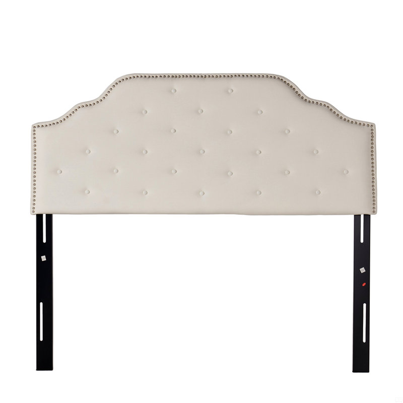 Tête de lit tapissier capitonnée, tête de lit en bois massif avec pieds en métal durable, tête de lit à hauteur réglable avec garniture cloutée, tête de lit en tissu