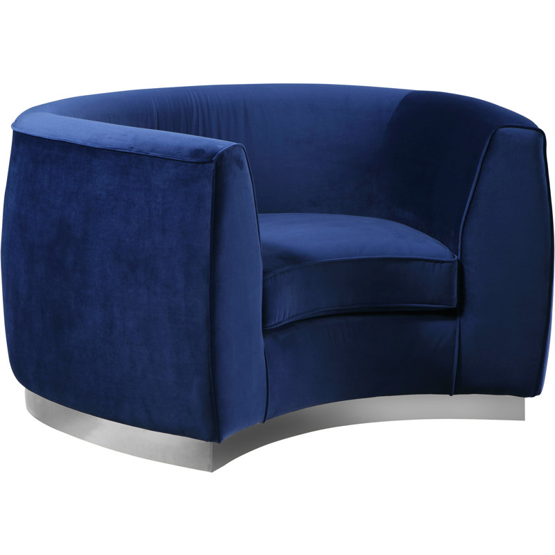 Breccan Velvet Armchair, Navy Velvet, Silver