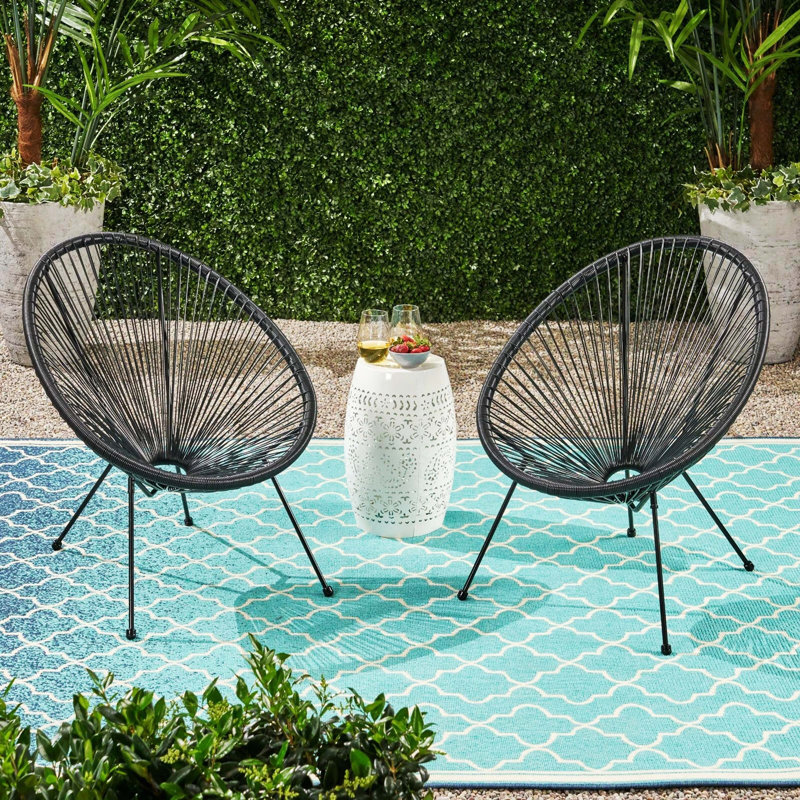 Chaises de salle à manger d'extérieur 2 pièces ANson, design durable à usage quotidien, noir, Noir