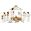 Crèche de Noël en résine de 12 pièces avec éclairage DEL intégré, idéale pour décorer une table.